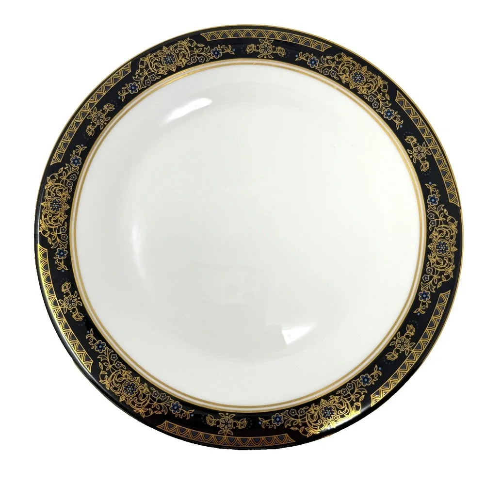Royal Doulton Albany H5041 Dinner‎ Plates Gold Blue 8 Inch Set